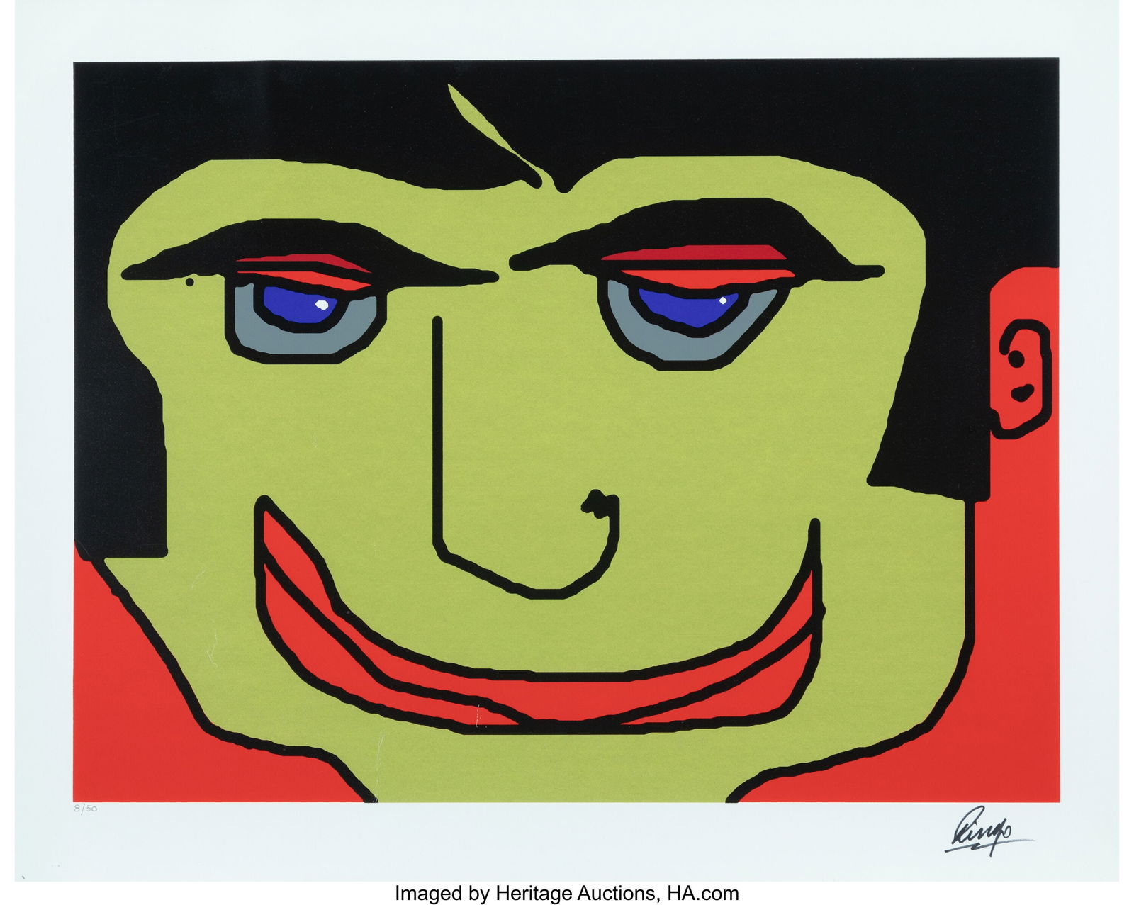 Ringo Starr (British, 1940) Eye Lidded Man, 2008: Ringo Starr (British, 1940) Eye Lidded Man, 2008 Screenprint in colors on paper 21-1/2 x 26-3/4 inches (54.6 x 67.9 cm) (sheet) Ed&perio