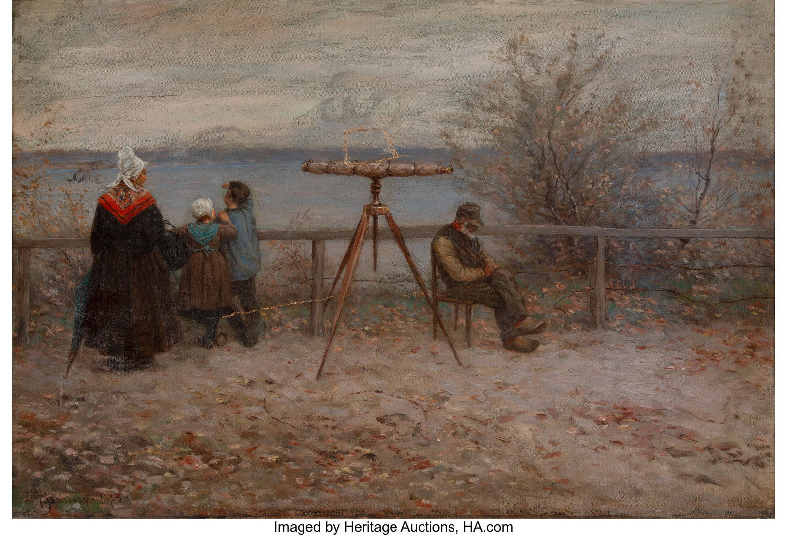 William John Hennessey (American, 1839-1917) The: William John Hennessey (American, 1839-1917) The Landing, 1883 Oil on canvas 15-1/2 x 22-1/2 inches (39.4 x 57.1 cm) Signed and dated lower left&c