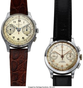 12201&colon; Lot of Two Swiss Stainless Steel Chronographs  C