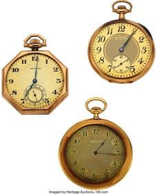 12107&colon; Three Gold Watches&comma; Two 14k Gold Waltham's&comma; 18k 
