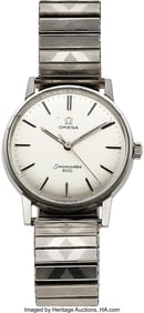 12204&colon; Stainless Steel Omega Seamaster Wristwatch   Cas