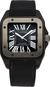 12021&colon; Cartier&comma; Santos 100 Black&comma; Steel & Titanium Auto