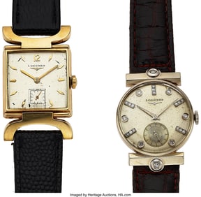 12207&colon; Lot of Two 14k Gold Fancy Longines Wristwatches 