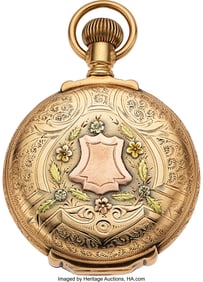 12112&colon; Elgin&comma; 14k Multicolor Gold Box Hinge Hunters Cas