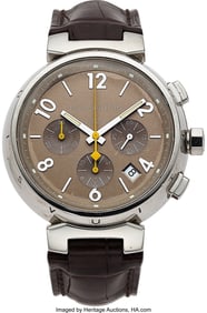 12036&colon; Louis Vuitton Q112 "Tambour" Automatic Steel Wri