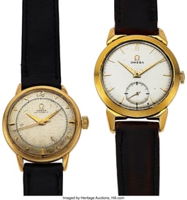 12211&colon; Lot of Two Omega Gold Plated Wristwatches   Case