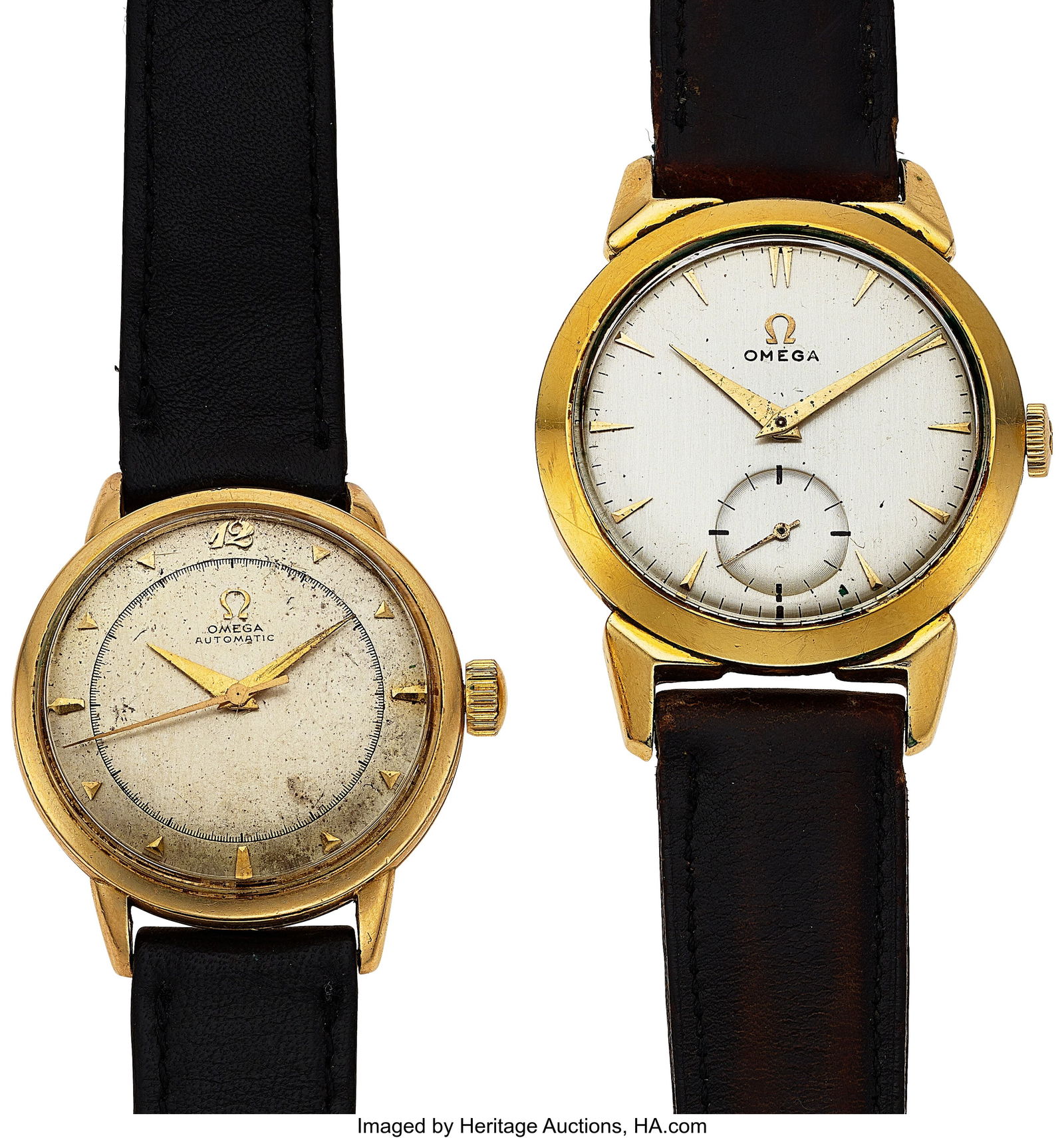 Lot of Two Omega Gold Plated Wristwatches   Case (1 of 3)