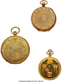 12116&colon; Swiss Two Gold Key Winds & Longines 18k Pendant 