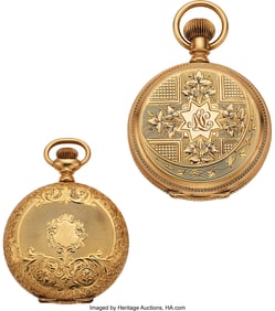 12117&colon; Two Choice Elgin 14k Gold Hunter Case Watches  C