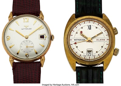 12217&colon; Lot of Two Gold Plated Wittnauer Wristwatches   