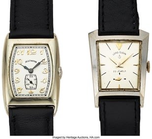 12218&colon; Lot of 2 Early Gold Wristwatches   Case&colon; 14k whi