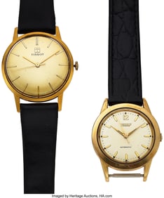 12221&colon; Lot of 2 Gold Plated Tissot Wristwatches   Case&colon;