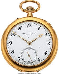 12123&colon; IWC&comma; Heavy 14k Gold Pocket Watch&comma; circa 1905  Ca