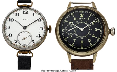 12224&colon; Lot of 2 Early Doxa Wristwatches   Case&colon; base an