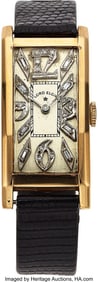 12051&colon; Lord Elgin&comma; Vintage 14k Diamond Dial Rectangular