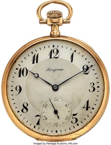 12125&colon; Longines&comma; 14k Gold Pocket Watch&comma; circa 1915  Cas