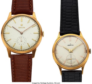 12226&colon; Lot of 2 Zenith Gold Wristwatches   Case&colon; pink g