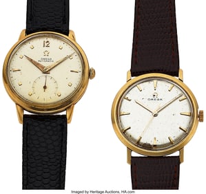 12227&colon; Lot of 2 Omega Gold Filled Wristwatches   Case&colon; 