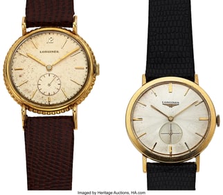 12228&colon; Lot Of Two Gold Longines Wristwatches   Case&colon; 14