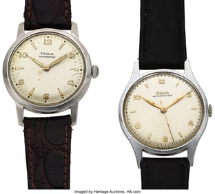 12232&colon; Lot of 2 Doxa Stainless Steel Watches   Case&colon; st