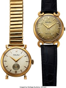12236&colon; Lot of Two 14kt Gold Mathey Tissot Wristwatches 
