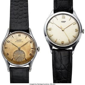 12237&colon; Lot of Two Stainless Steel Tissot Wristwatches  