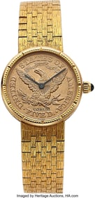 12064&colon; Corum&comma; Five Dollar Gold Coin Watch&comma; 18k Gold Ban