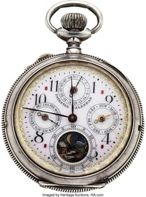 12152&colon; Swiss Patent Moon Phase Calendar&comma; &period;900 Silver&comma; c
