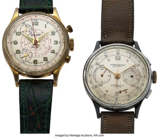 12242&colon; Lot of Two Plated Chronographs  Case&colon; gold and c