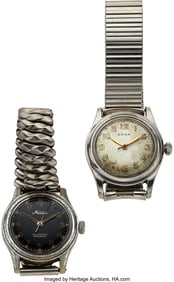 12166&colon; Lot of Two Swiss Wristwatches   Case&colon; Stainless 