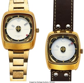 12245&colon; Lot of Two Zodiac Astrographic Gold Plated Wrist