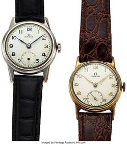 12246&colon; Lot of Two Time Only Omega Wristwatches   Case&colon; 