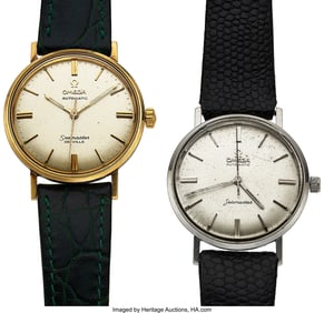 12172&colon; Lot of Two Omega Seamaster Wristwatches   Case&colon; 