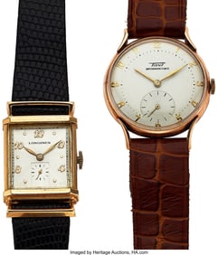 12174&colon; Lot of Two Fancy Lug Wristwatches Including a Ti