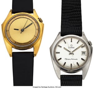 12175&colon; Lot of Two Zodiac Olympos Wristwatches  Case&colon; Go