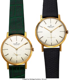 12253&colon; Lot of Two Gold Plated Breitling Wristwatches   