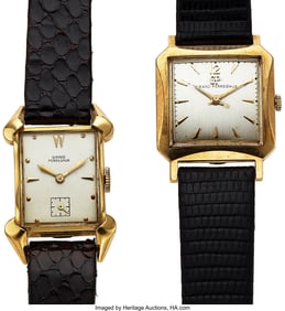 12255&colon; Lot of Two Gold Plated Girard Perregaux Wristwat