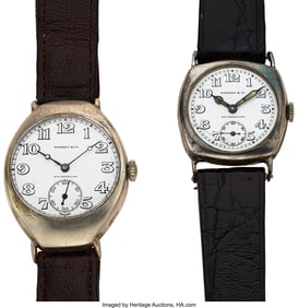 12188&colon; Lot of 2 Early Silver Tiffany and Co&period; Trench Wat