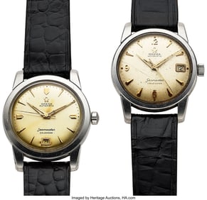 12257&colon; Lot of Two Stainless Steel Omega Seamaster Calen