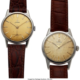 12260&colon; Lot of Two Stainless Steel Omega Wristwatches   