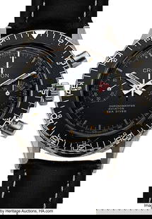 Croton Aviator Sea Diver Chronograph Case: 38,: Croton Aviator Sea Diver Chronograph Case: 38, stainless steel, 1057919 Dial: matte black, luminous indexes, outer tachymeter scale, thirty minute register wi