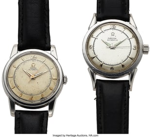 12263&colon; Lot of Two Stainless Steel Omega Time Only Wrist