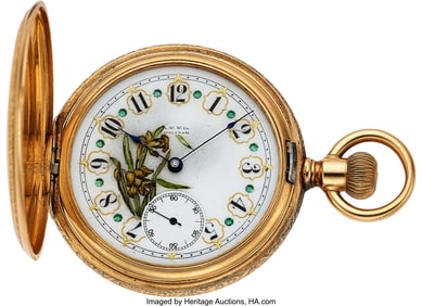 12089&colon; Waltham&comma; 14k Gold Model 88 With O'Hara Fancy Dia