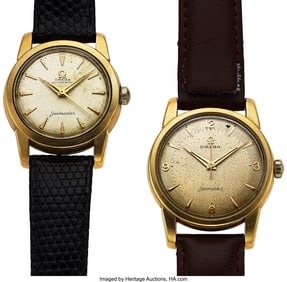 12264&colon; Lot of Two Gold Plated Omega Seamaster Wristwatc