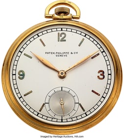 12090&colon; Patek Philippe&comma; 18k Yellow Gold Open Face Circa 