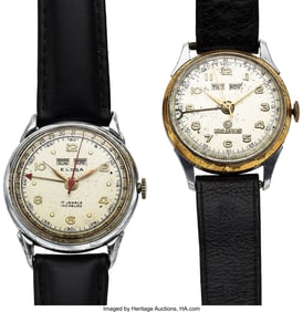 12269&colon; Lot of 2 Plated Triple Date wristwatches   Case&colon;