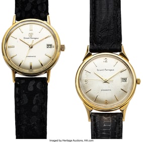 12270&colon; Lot Of Two Gold Plated Girard Perregaux Wristwat