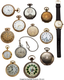 12279&colon; Lot Of Twelve Pocket Watches&comma; One Wristwatch  Go