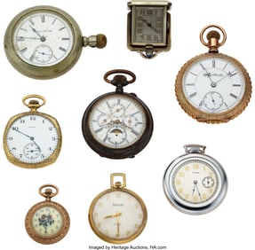 12280&colon; Eight Pocket Watches  Case&colon; 3&sol;0 size to 18 size&comma;