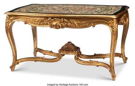 61083&colon; A Louis XV-Style Carved Gilt Wood Salon Table wi
